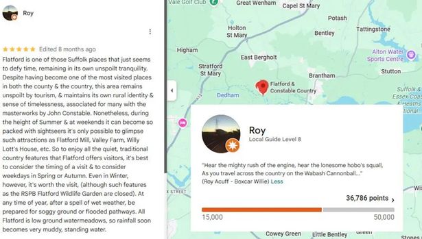 Barclay's final Google Maps review before he was arrested on suspicion of murder