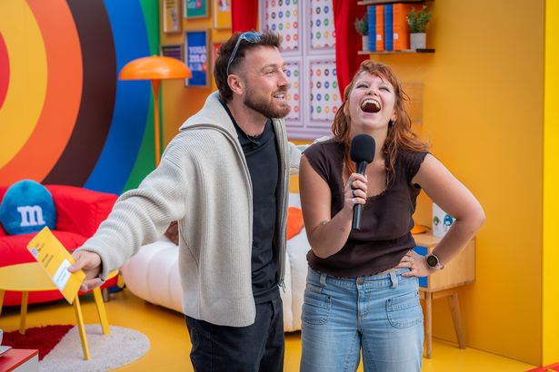 Sam Thompson and Scarlett Moffatt host M&M'S Couch Confessions pop up at Battersea Power Station, unveiling the weird and wonderful TV rituals of the nation.