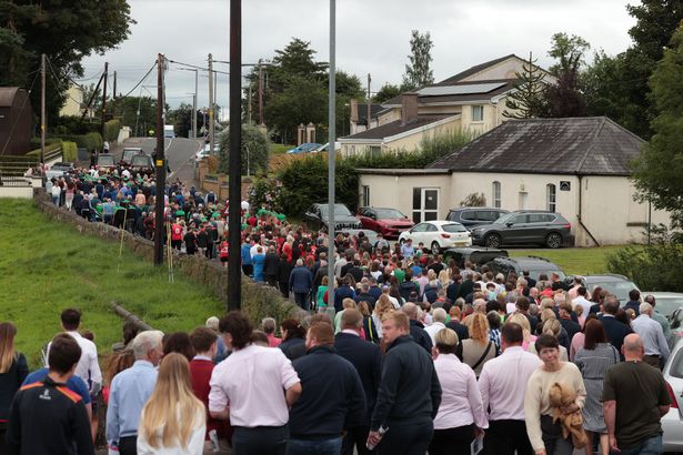 Hundreds of people at the service of removal in Maguiresbridge on Wednesday