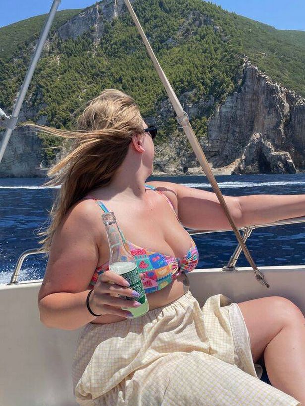 Vita Molyneux on a boat in Zakynthos