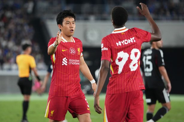Wataru Endo playing for Liverpool in pre-season