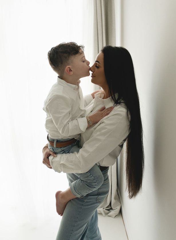 A loving kiss. Bonnie Louise Cooper feared for her five year old son Kash as she battled to stay alive