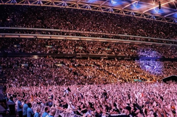 Crowd at an Oasis concert at Wembley Stadium