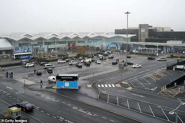 Birmingham Airport (file image) has closed until at least 6pm today because of the incident
