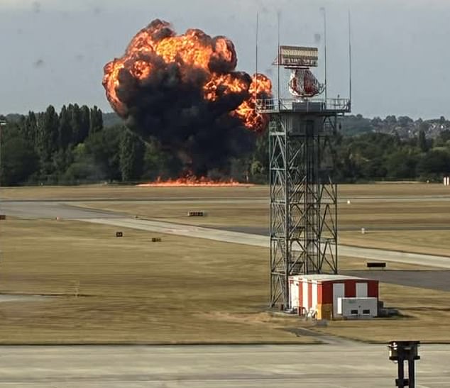 Four people who were on board all died in the disaster at Southend Airport on July 13 (above)