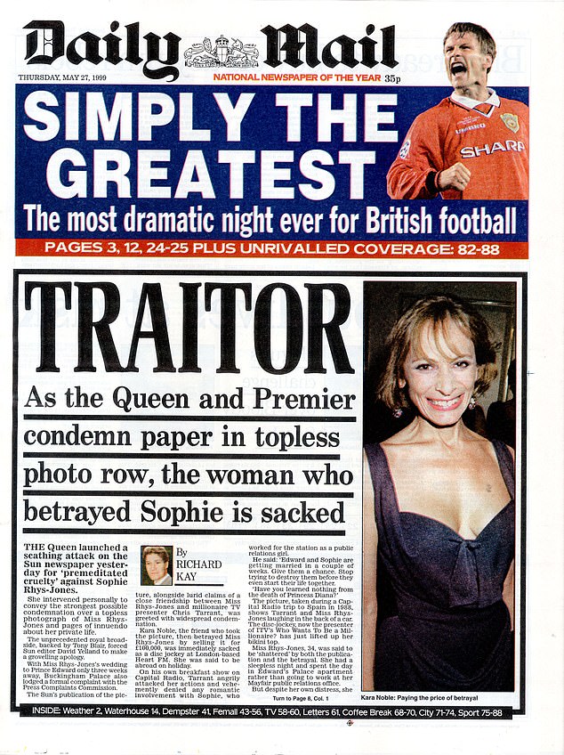 Daily Mail front page on the story calling Kara a 'Traitor'
