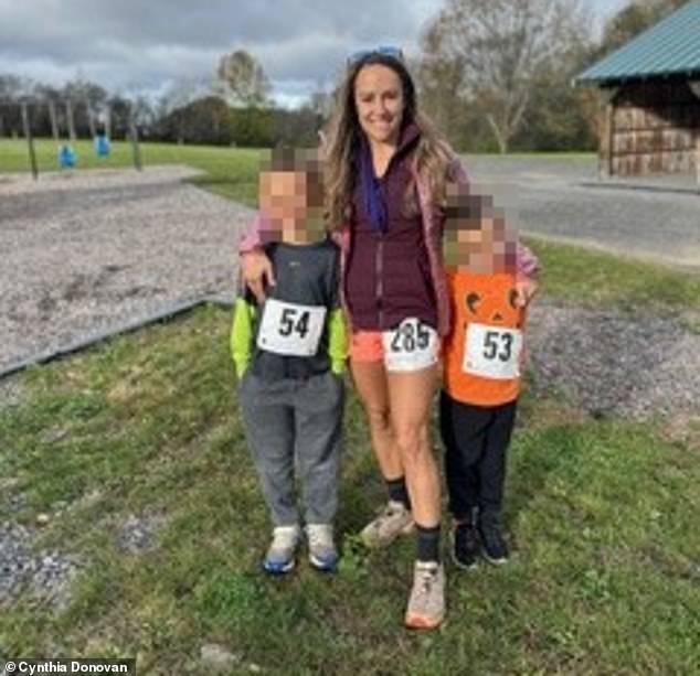 Donovan with her sons, Brian, now eight, and six-year-old Brayden
