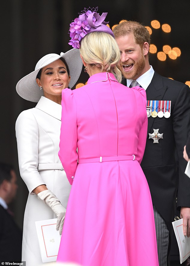 Judi James said: 'Zara smiles but the way she steps away as she turns to face Harry hints at some awkwardness'