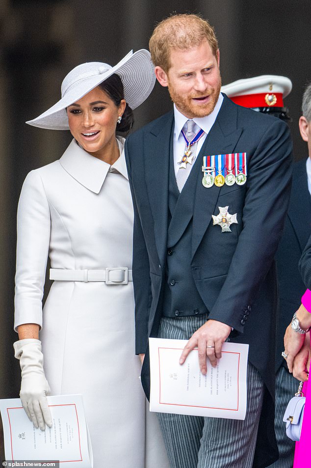 The Thanksgiving service was Harry and Meghan's first event in two years alongside the Royal Family since they stepped down as working royals