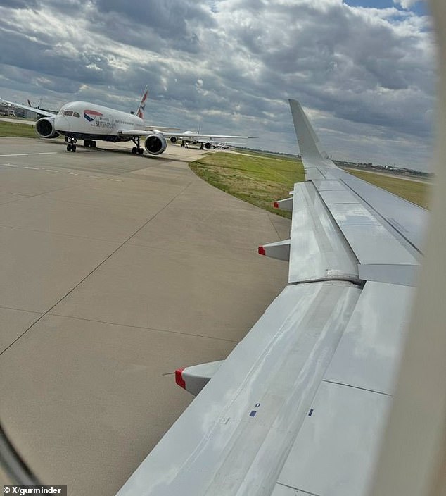 A frustrated passenger reported 'going nowhere' as they sat inside an airplane on the runway for more than 40 minutes