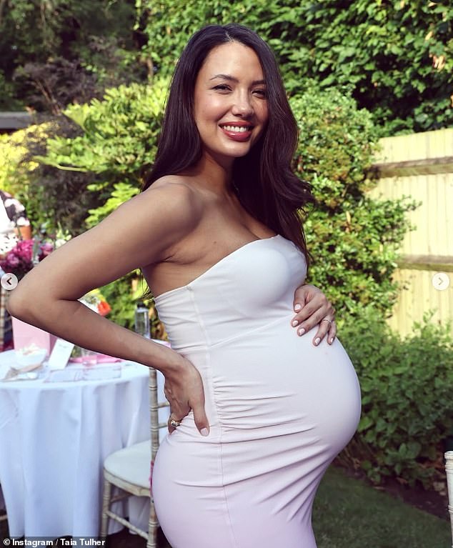 Sources said that Gilligan, who stars on The Masked Singer, is now expecting the new arrival in just a matter of weeks with Taia Tulher, 28 (pictured)