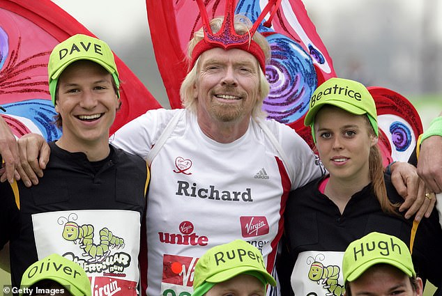 Pictured: Dave Clark, Sir Richard Branson and Princess Beatrice of York prior to running the London Marathon on April 25, 2010