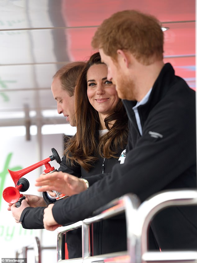 William, Kate and Harry cheer on from the sidelines at the 2017 London Marathon