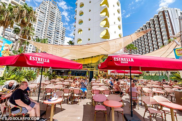 Images from Benidorm show empty chairs outside bars and space on beaches - rare for this time of year when they are usually rammed with tourists