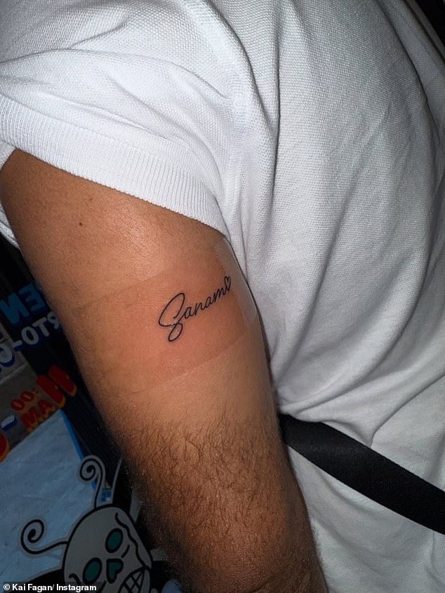 Kai also paid tribute to his future wife ahead of their wedding day as he got her name tattooed on his arm