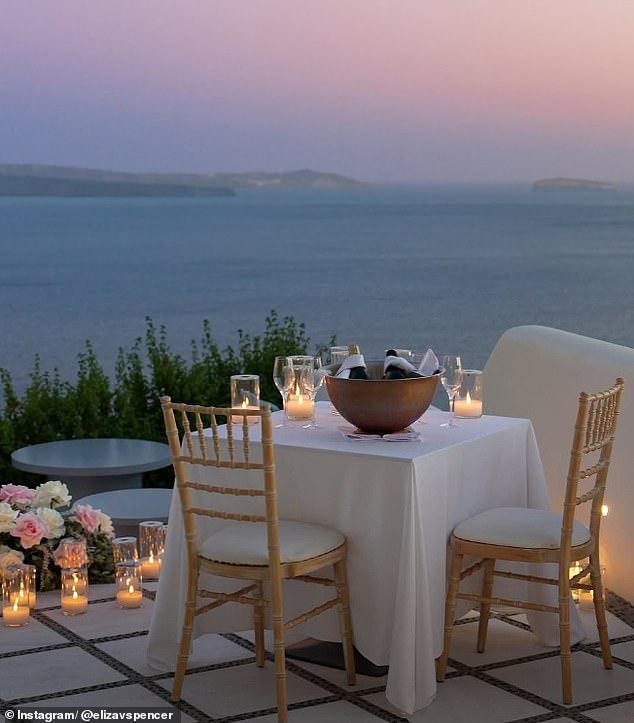 The tech executive popped the question to Princess Diana's niece in a stunning setting in Santorini