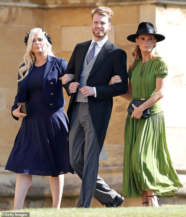 Pictured: Lady Eliza Spencer, Louis Spencer, and Victoria Aitken at the royal wedding of Prince Harry and Meghan Markle