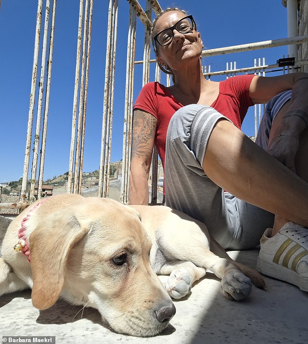 Savvy: Barbara Maekrl, pictured with puppy Miele, viewed a number of €1 properties in Italy, but opted against buying one