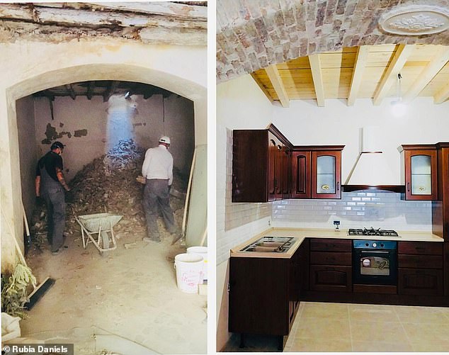 Before and after: Rubia reckons she has spent around €50,000 transforming each property