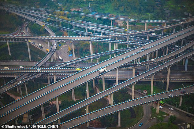Chongqing is built on elevated terrain, resulting in vertical layering of buildings, where entrances can be found on different floors of properties and roadways overlap one another across various heights