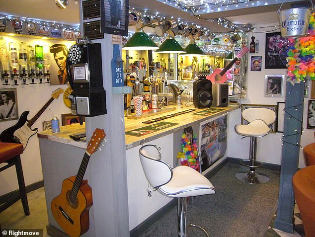 The bar is filled with Elvis memorabilia, including pictures of the rock icon, his guitars and cushions with his face on