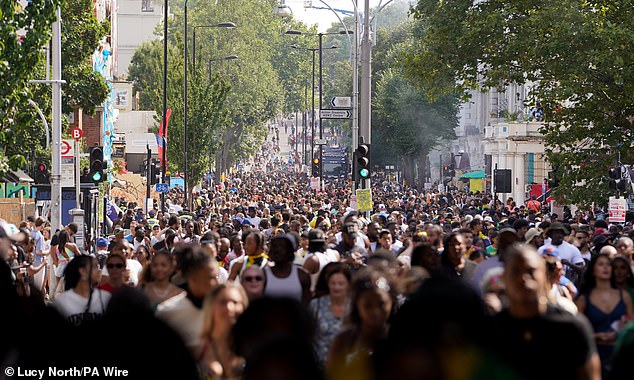 File photo dated 26/08/24 of Crowds on Ladbroke Grove, London, during the Notting Hill Carnival celebration in west London over the Summer Bank Holiday weekend