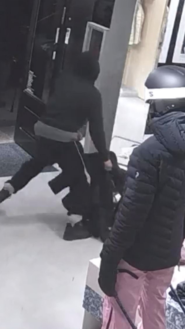 He then walked off the store with what appears to be a jumper