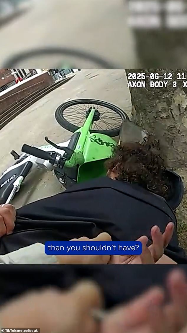 The clips, edited into a compilation with jokey background music, then cut to police bodycam footage showing officers arresting a man