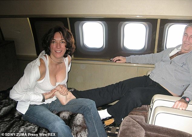Ghislaine Maxwell gives convicted sex offender Jeffrey Epstein a foot massage on a private jet