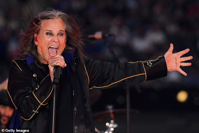 Ozzy Osbourne performs during half-time of an NFL game at the SoFi Stadium in California on September 8, 2022