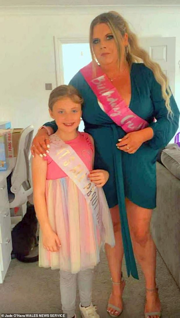 Kayla's mother Jade O'Hara (pictured together) has been trying to track down the dog's owner so it can be reported to police - but fears it may be a stray