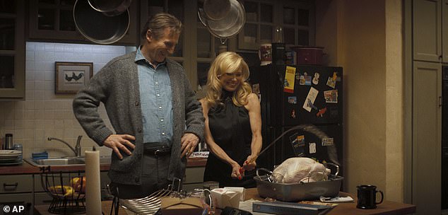 Anderson said she was nervous to meet Neeson and eased that fear with homemade treats. 'I brought sourdough bread to Liam and cookies and muffins' she said at a SiriusXM XM Town Hall event on Wednesday
