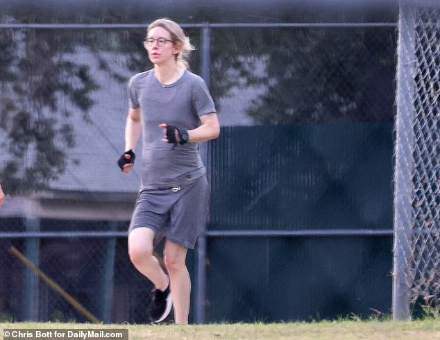 Holmes was seen taking a leisurely jog in a grassy area of the prison, which according to expert Justin Paperny, is much more comfortable than the low-security facility Maxwell was at in Tallahassee, Florida
