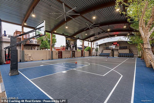 This house in Arizona featured a 6,000 square foot man cave, including a basketball court