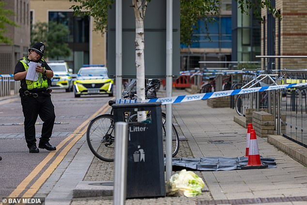 Police remained at the scene in Cambridge today as officers continue their investigation