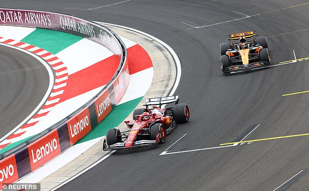 Pole sitter Charles Leclerc was unable to hold off the charges of Piastri and Norris