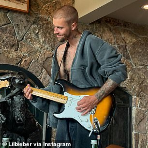 In other snaps, the performer could be seen showing off his skills on the guitar while donning an unzipped sweatshirt and loose-fitting trousers