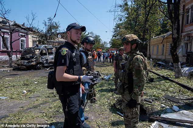 A view of destruction following the Russian drones hitting the building of the regional Territorial Centre of Recruitment and Social Support (TCR and SS) in Kharkiv, Ukraine on July 7, 2025