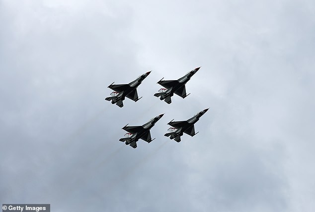 Fighter jets (like the ones pictured) had to be deployed when an unauthorized aircraft entered the temporary flight restriction zone above President Donald Trump's Bedminster, New Jersey golf course