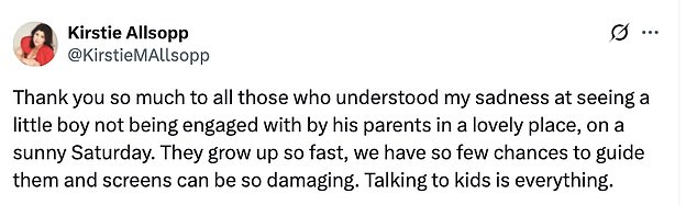 Kirstie, never one to shy away from a controversial opinion, branded it 'damaging' and 'really bad' for children's development