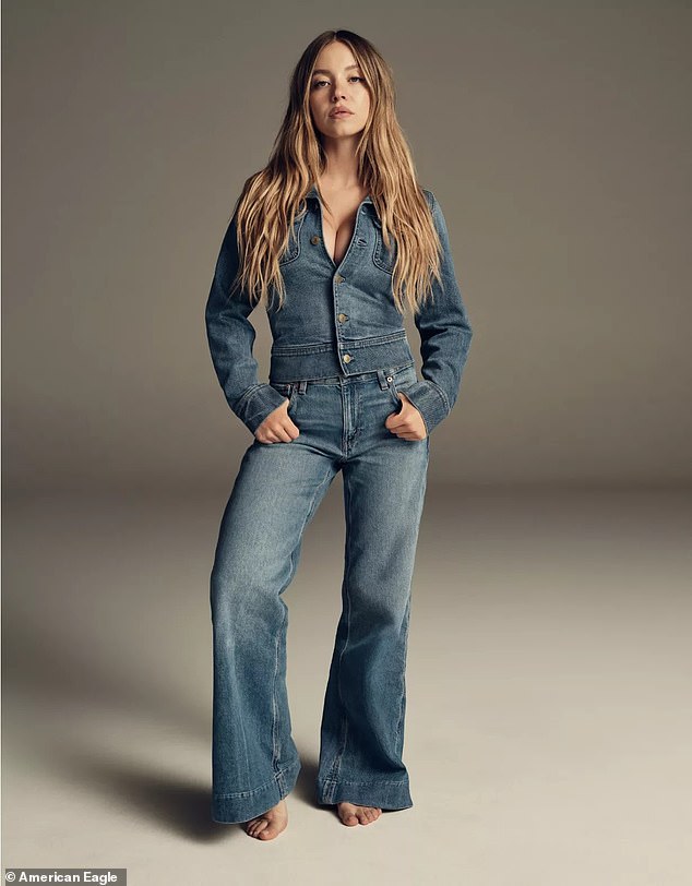 But in recent weeks, Sweeney has been swept up in a wave of controversy since the launch of her ad campaign with American Eagle (pictured)