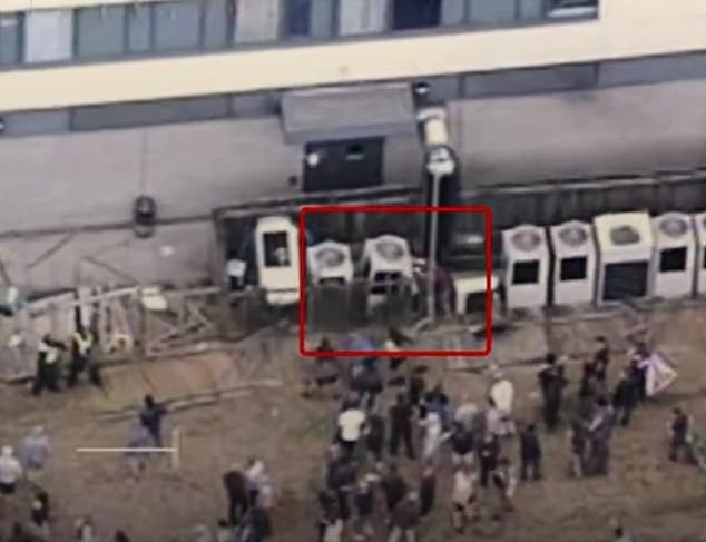 Hart was also shown attacking the Holiday Inn Express' air conditioning units
