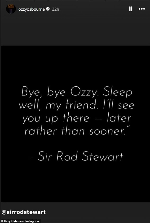 While many had feared that Ozzy's family would be offended by the video, after its release, the late star's official account reposted a tribute shared by Rod on July 22