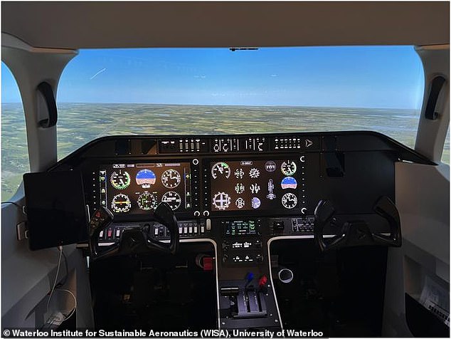 Male and female pilots were tested in a flight simulation (pictured) while wearing eye-tracking glasses. This showed that men and women paid attention to the same information, but women were better at responding to it