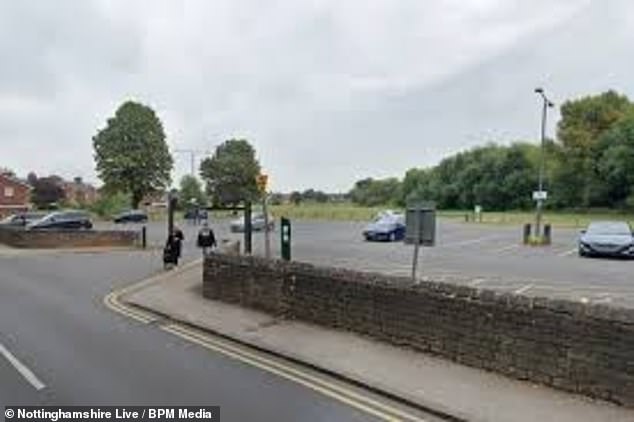 Nottingham Coroner's Court heard Mr Chivers got out of the car to remove a height barrier in the car park (pictured) so they could drive through to the recreation ground