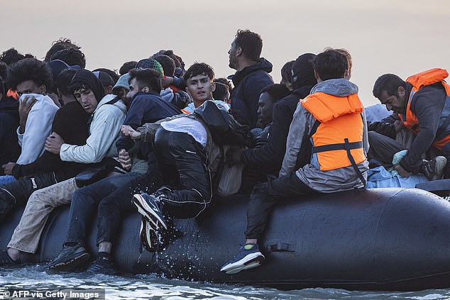 Migrants seen heading for Britain from the French coast last week