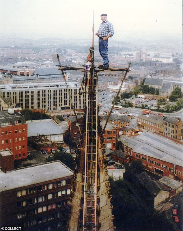 His hands-on, traditional techniques and charisma made fascinated viewers fall in love with him (Pictured: Fred on top of a church spire)