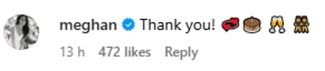 Meghan shared rare personal comments to Instagram as she replied to the posts