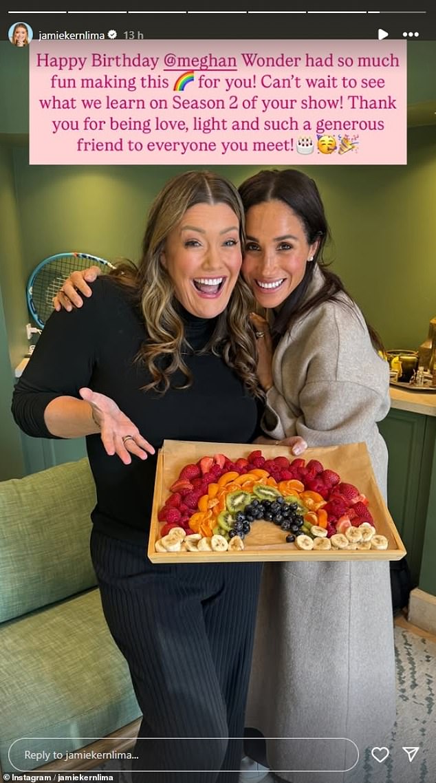 Jamie Kern Lima also shared a behind-the-scenes look from their podcast earlier this year - including a rainbow fruit platter they had made together