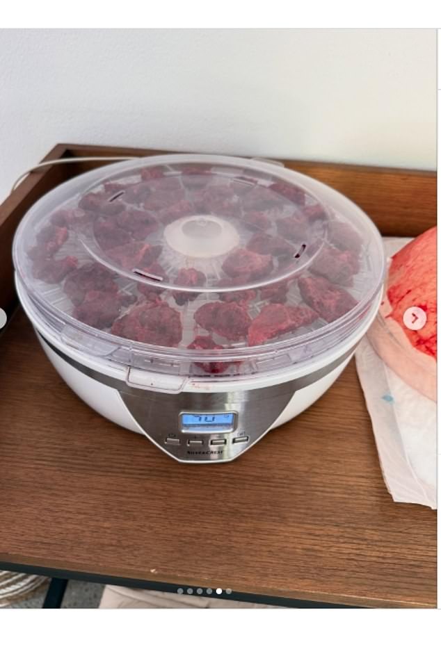 He included a photo of Vick's placenta, which was dehydrated before being turned into supplements